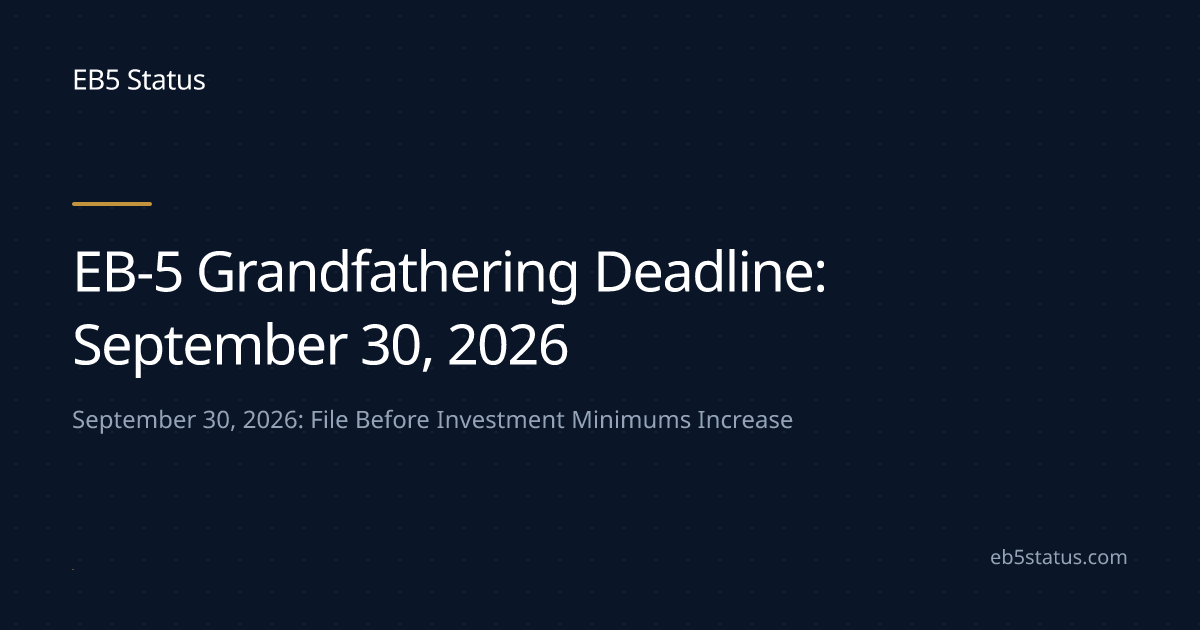 EB-5 Grandfathering Deadline: September 30, 2026 | EB5 Status